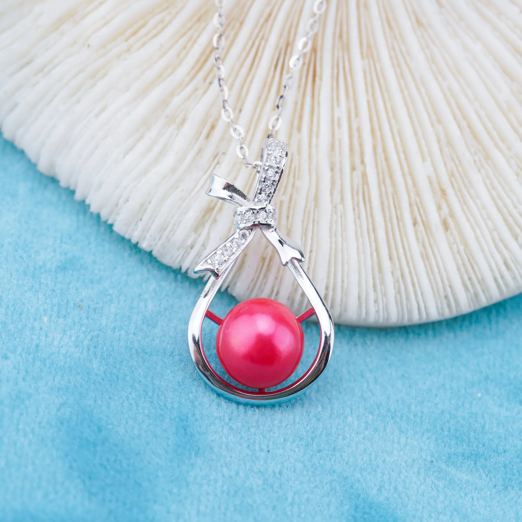 P011042 DIY 6-8mm Natural Freshwater pearl pendant accessory 925 sterling silver engagement jewelry necklace for women