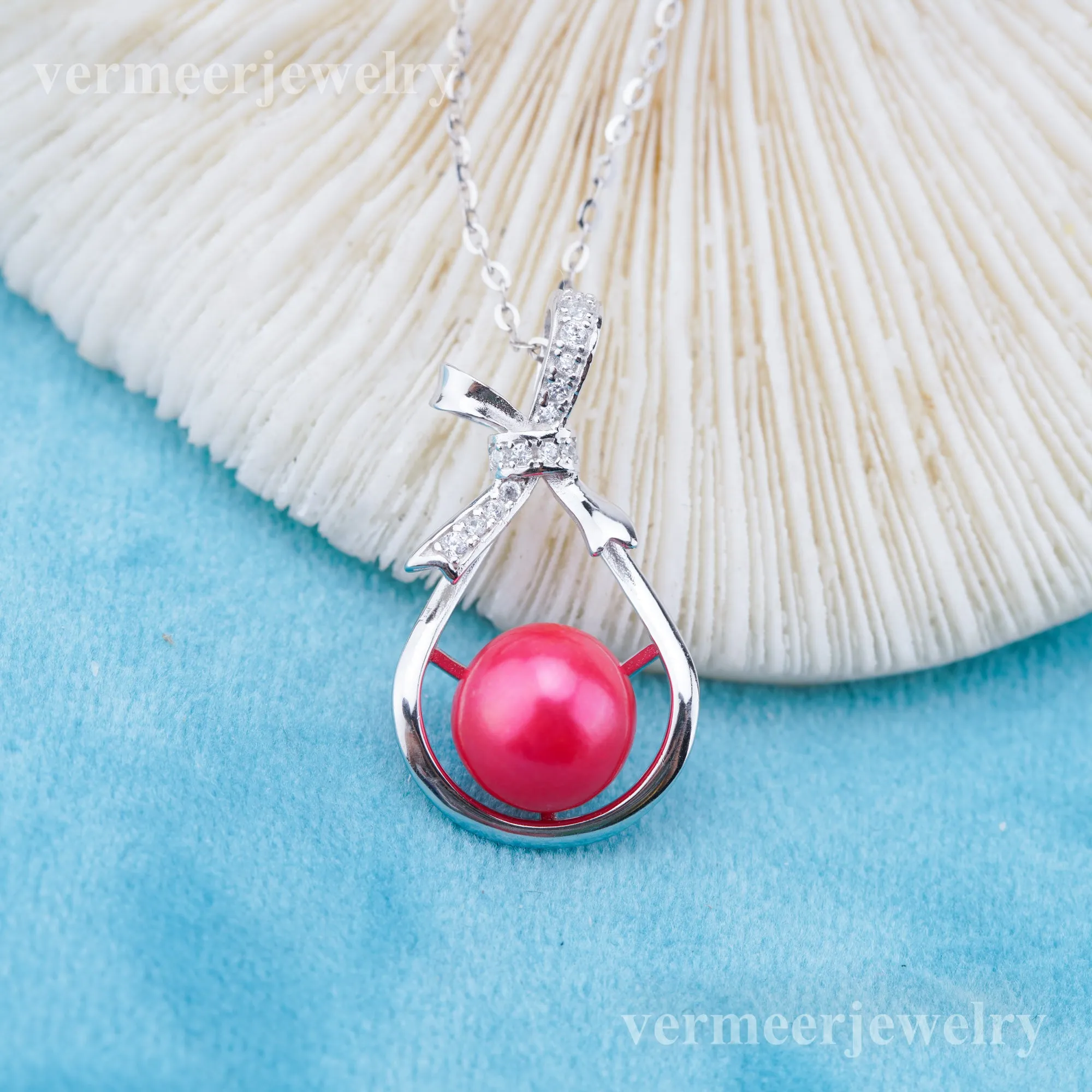 P011042 DIY 6-8mm Natural Freshwater pearl pendant accessory 925 sterling silver engagement jewelry necklace for women