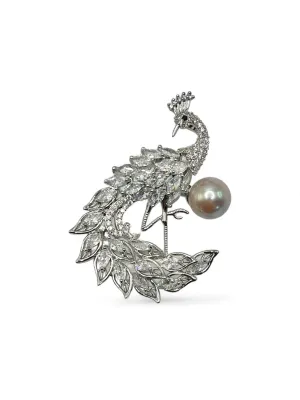 PEACOCK SOUTH SEA PEARL BROOCH