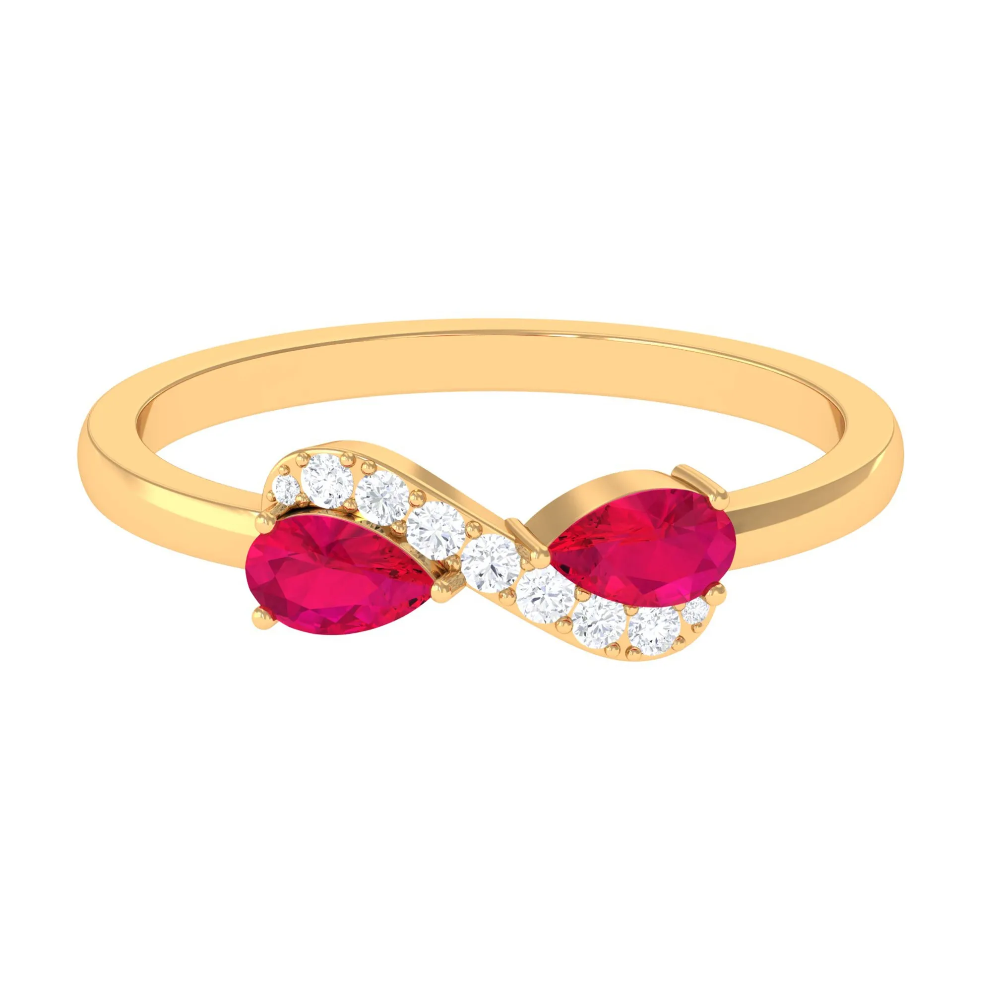 Pear Ruby Infinity Promise Ring with Diamond