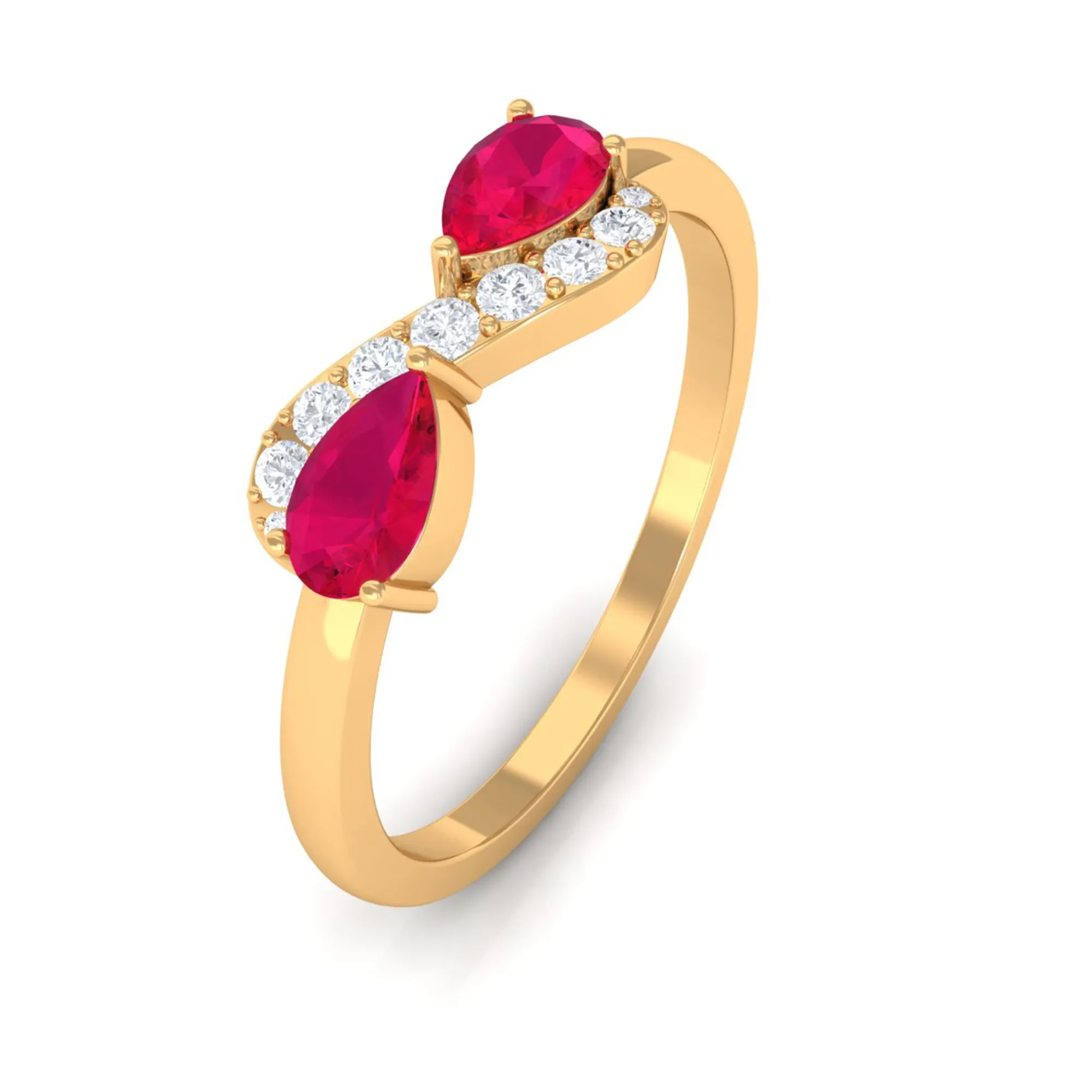 Pear Ruby Infinity Promise Ring with Diamond