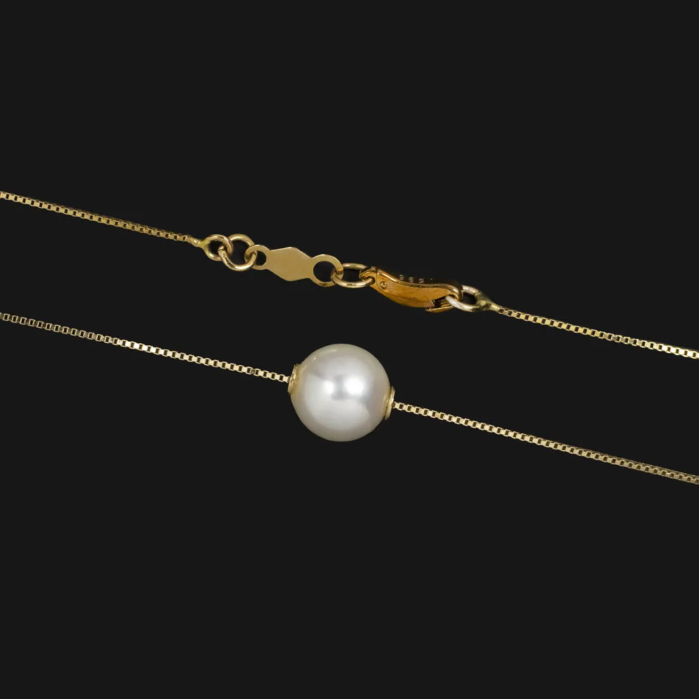 PEARL 14k YELLOW GOLD NECKLACE DAINTY SIMPLE CLASSIC EVERYDAY PENDANT 17 INCH