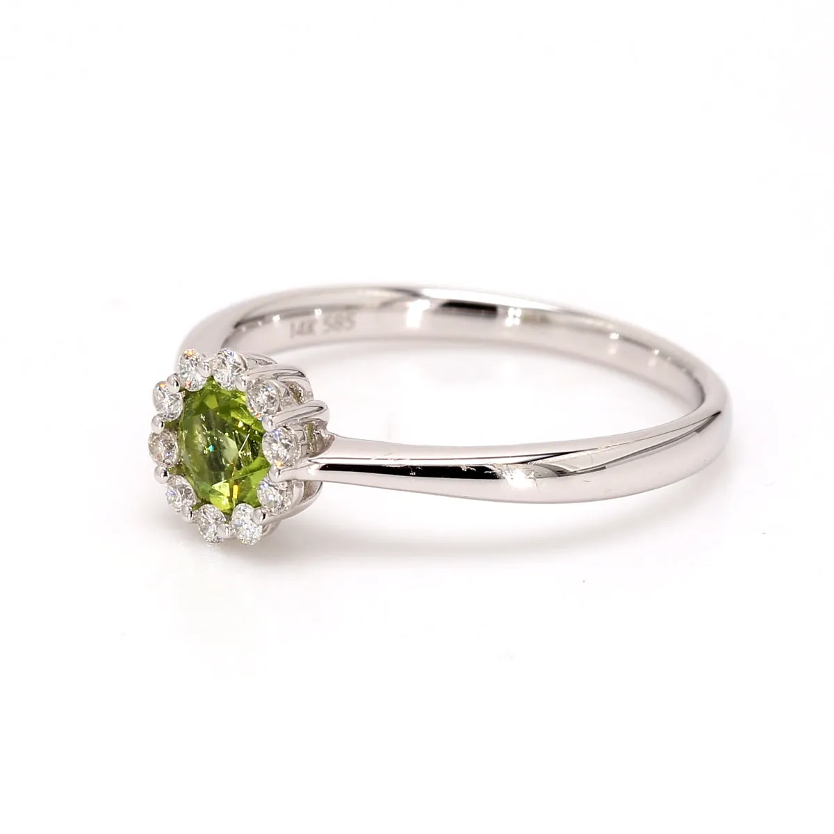 Peridot Halo Ring