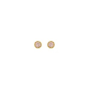 Petite Crown Bezel Moonstone Earrings