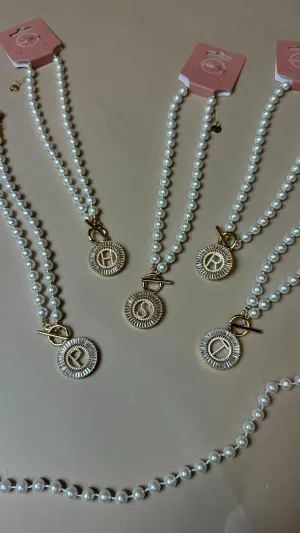 PREORDER Pearl Gold Initial S Necklace