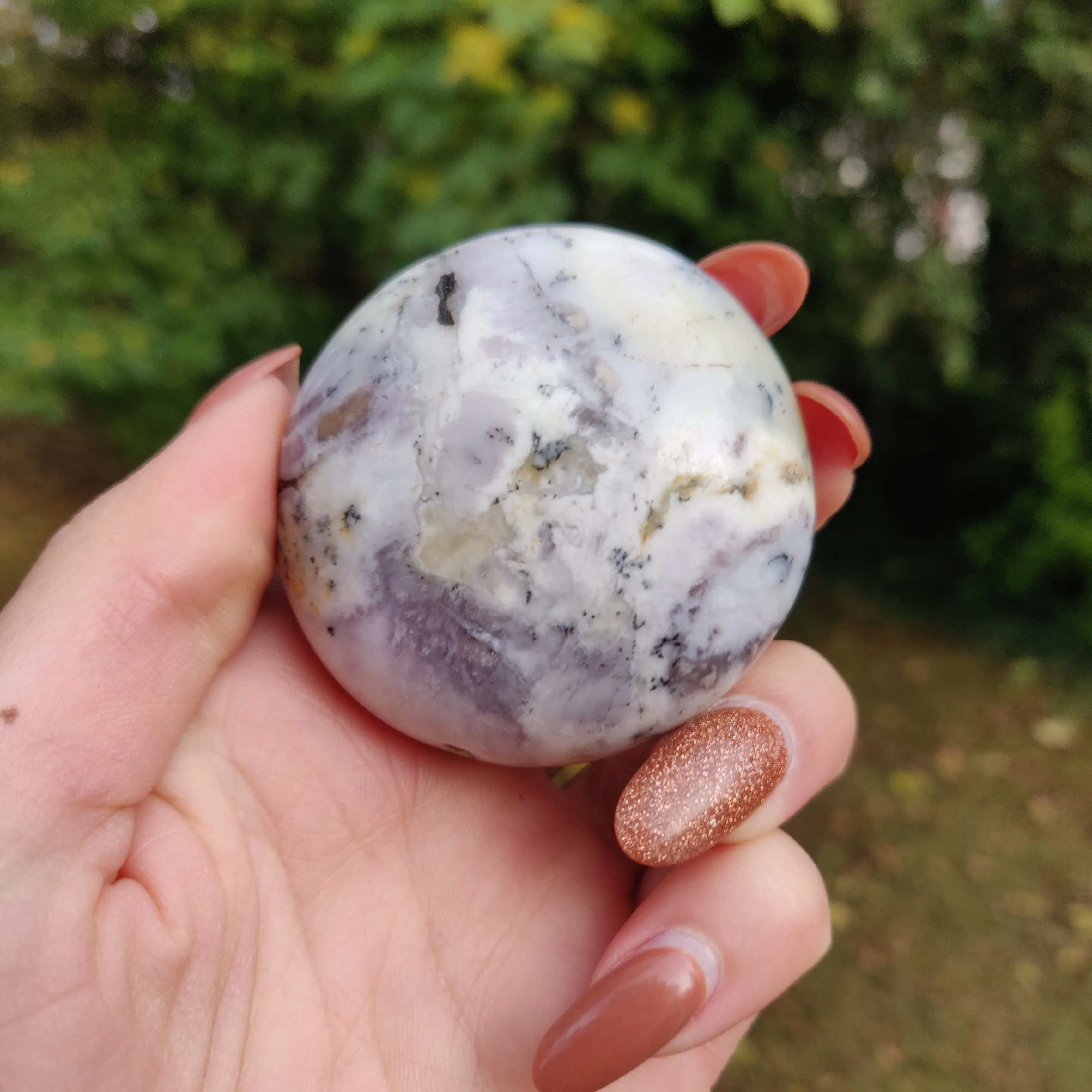 Purple Dendritic Opal  Palm Stone (#16)