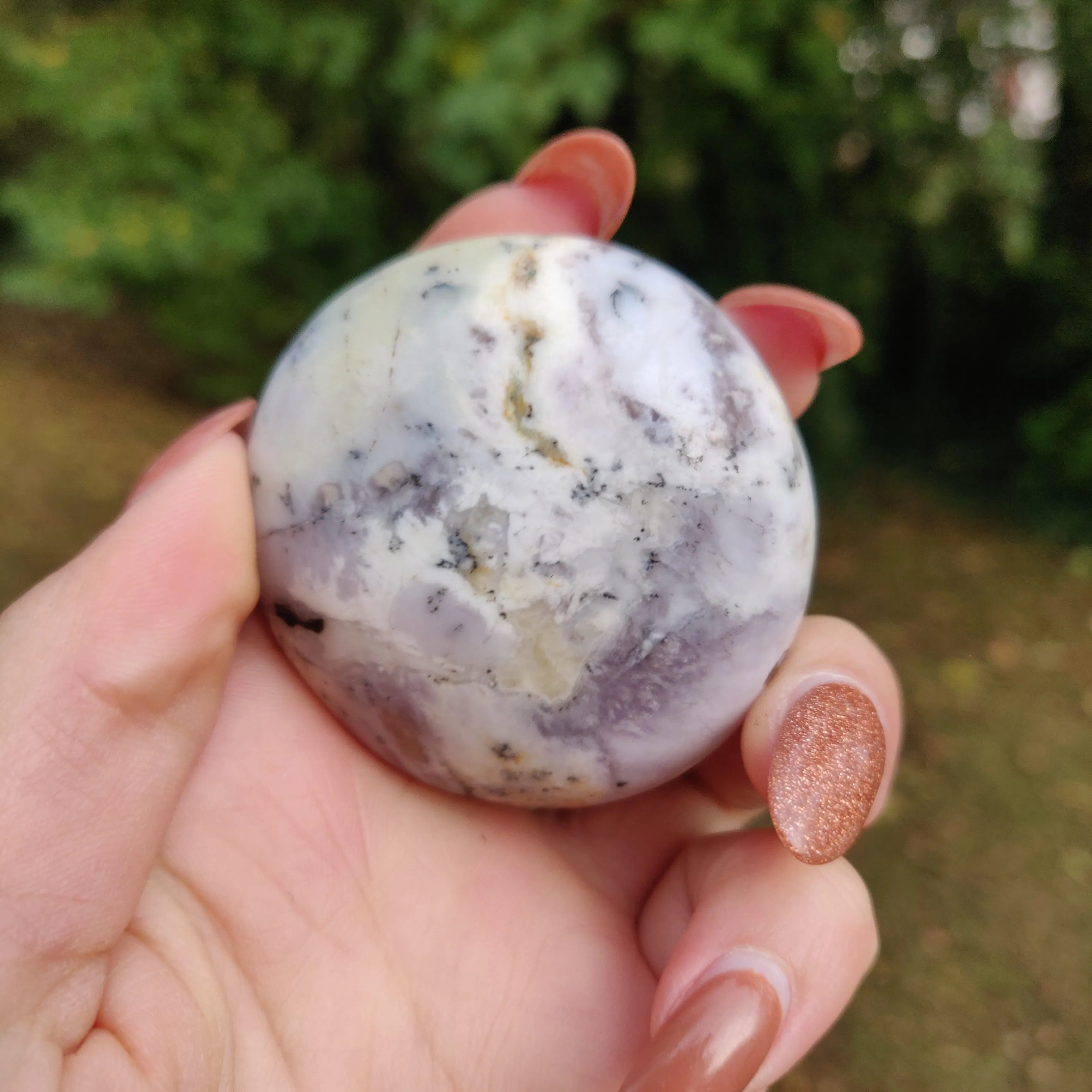 Purple Dendritic Opal  Palm Stone (#16)