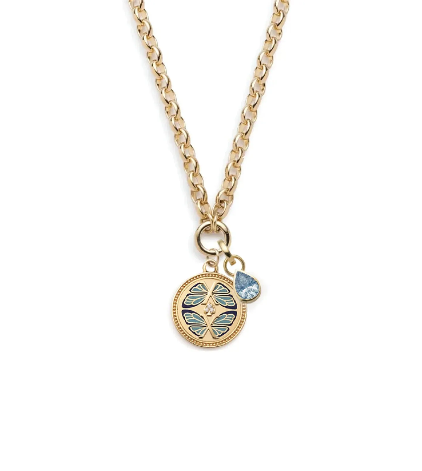 Reverie & Aquamarine Forever Pair : Heavy Belcher Open Chain Necklace