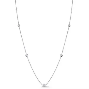 Roberto Coin 18 Karat White Gold Diamond By The Inch 5 Station Necklace