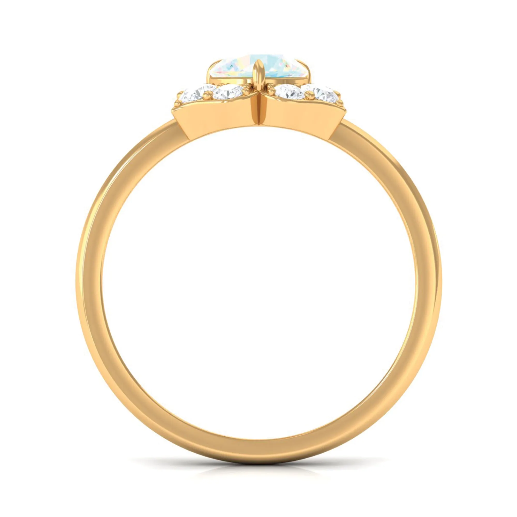 Round Ethiopian Opal Flower Engagement Ring with Diamond