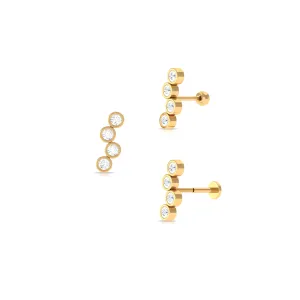 Round Moissanite Crawler Earring for Cartilage Piercing