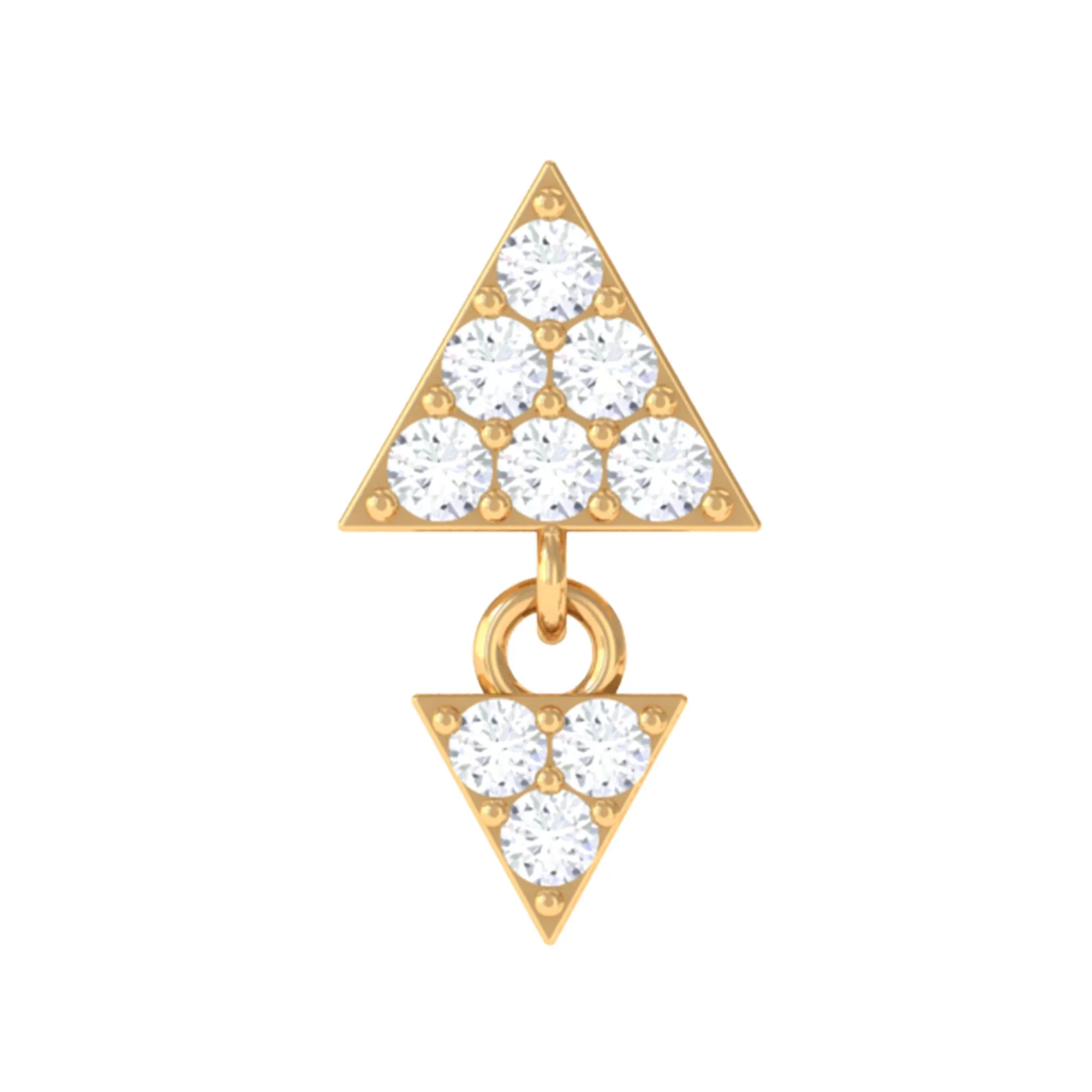 Round Moissanite Triangle Helix Drop Earring in Pave Setting