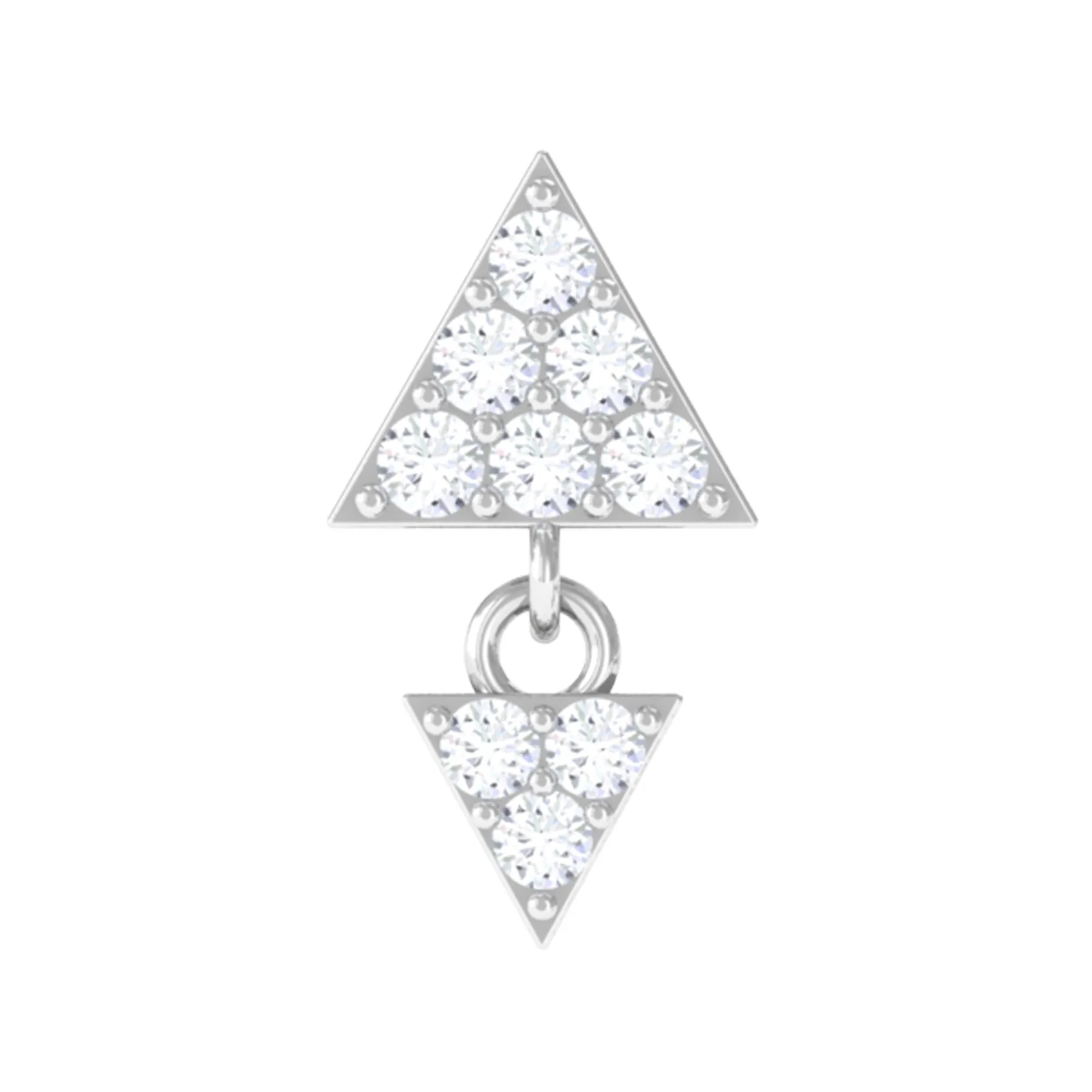 Round Moissanite Triangle Helix Drop Earring in Pave Setting