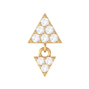 Round Moissanite Triangle Helix Drop Earring in Pave Setting