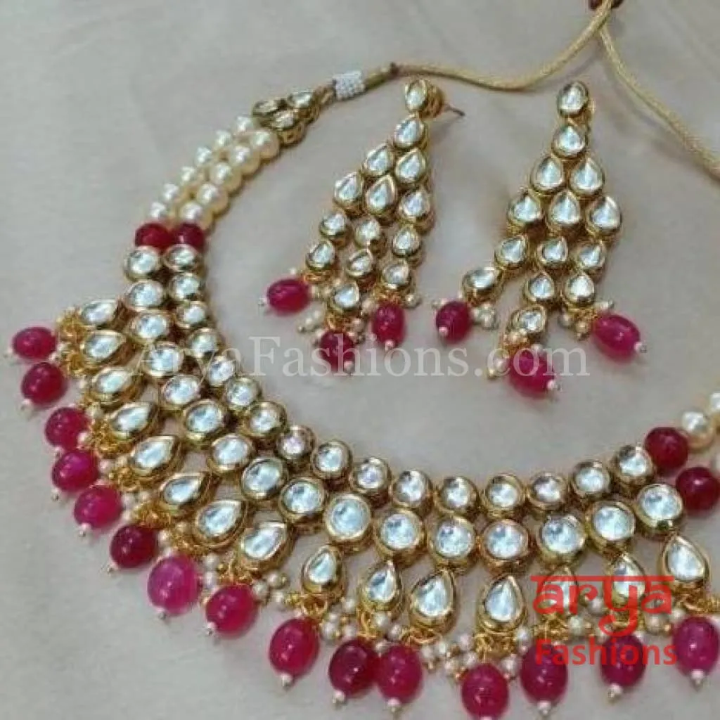 Ruby Kundan Necklace with Meenakari