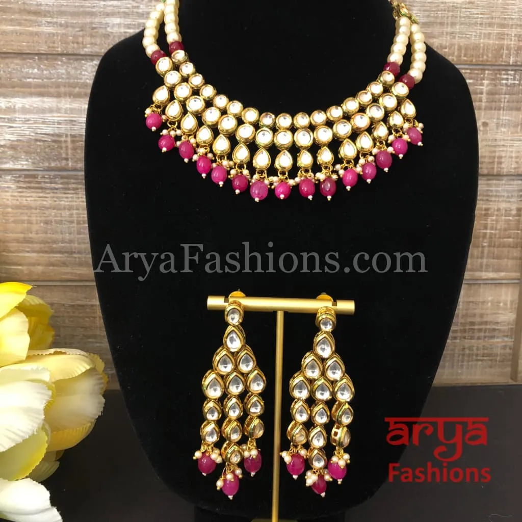 Ruby Kundan Necklace with Meenakari