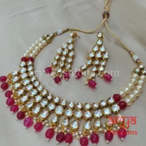 Ruby Kundan Necklace with Meenakari