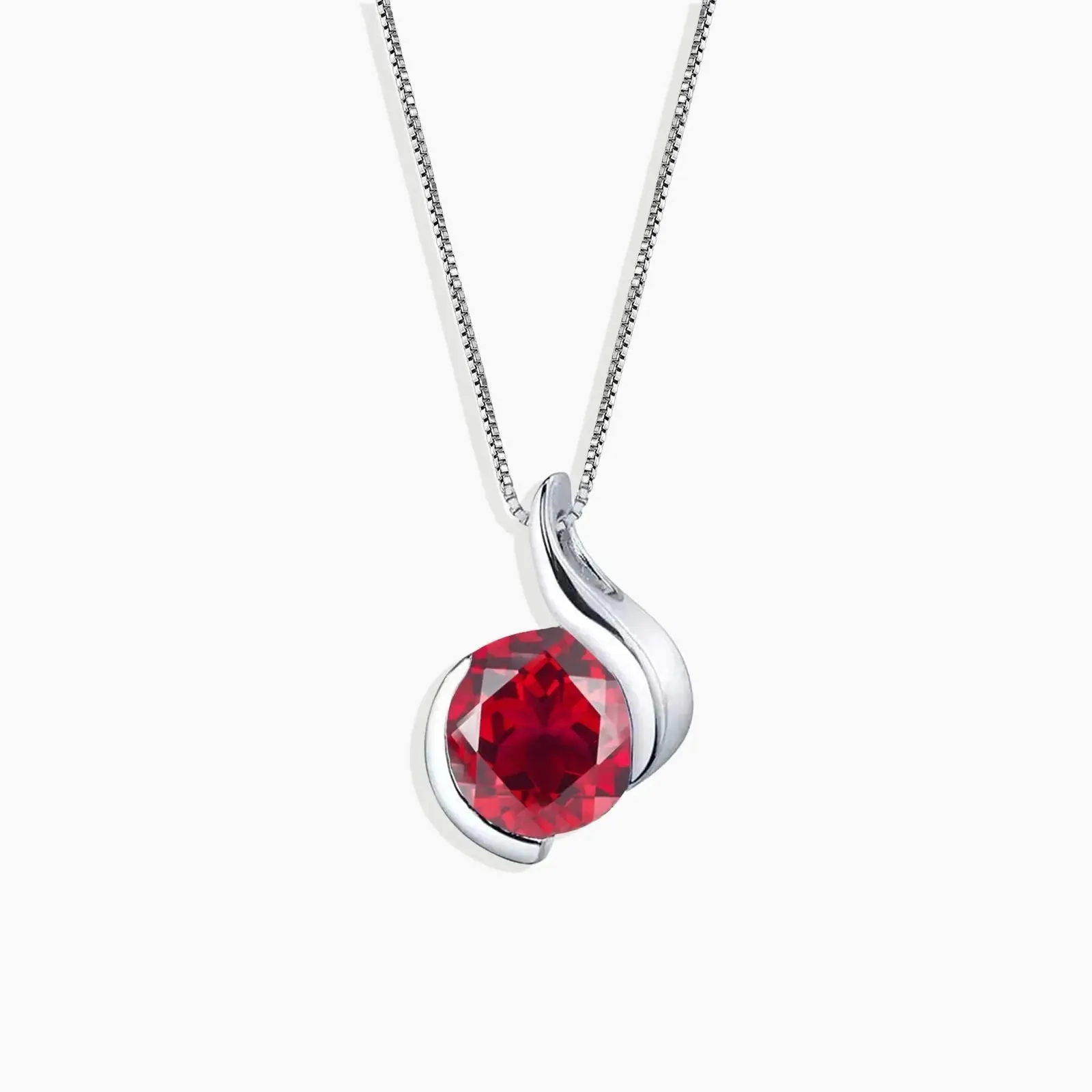 Ruby Monarch Pendant Necklace in Sterling Silver