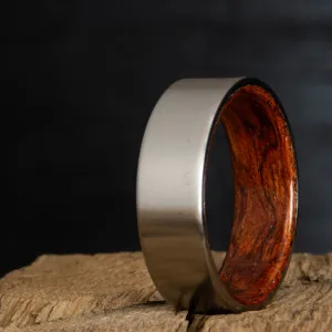 Satin titanium wood lined ring with Bubinga