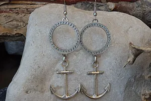 Silver Anchor Earrings