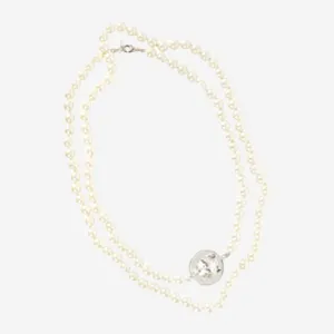 SILVER GLASS PEARL NECKLACE