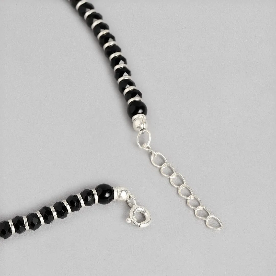Silver Sands Adjustable Beaded 925 Sterling Silver Bracelet for Men
