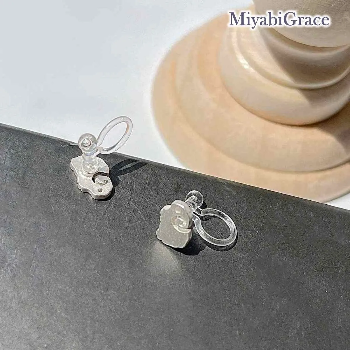 Silver Sheep Invisible Clip On Stud Earrings