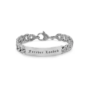 Solid Sterling Silver Aged Curb Link ID chain bracelet