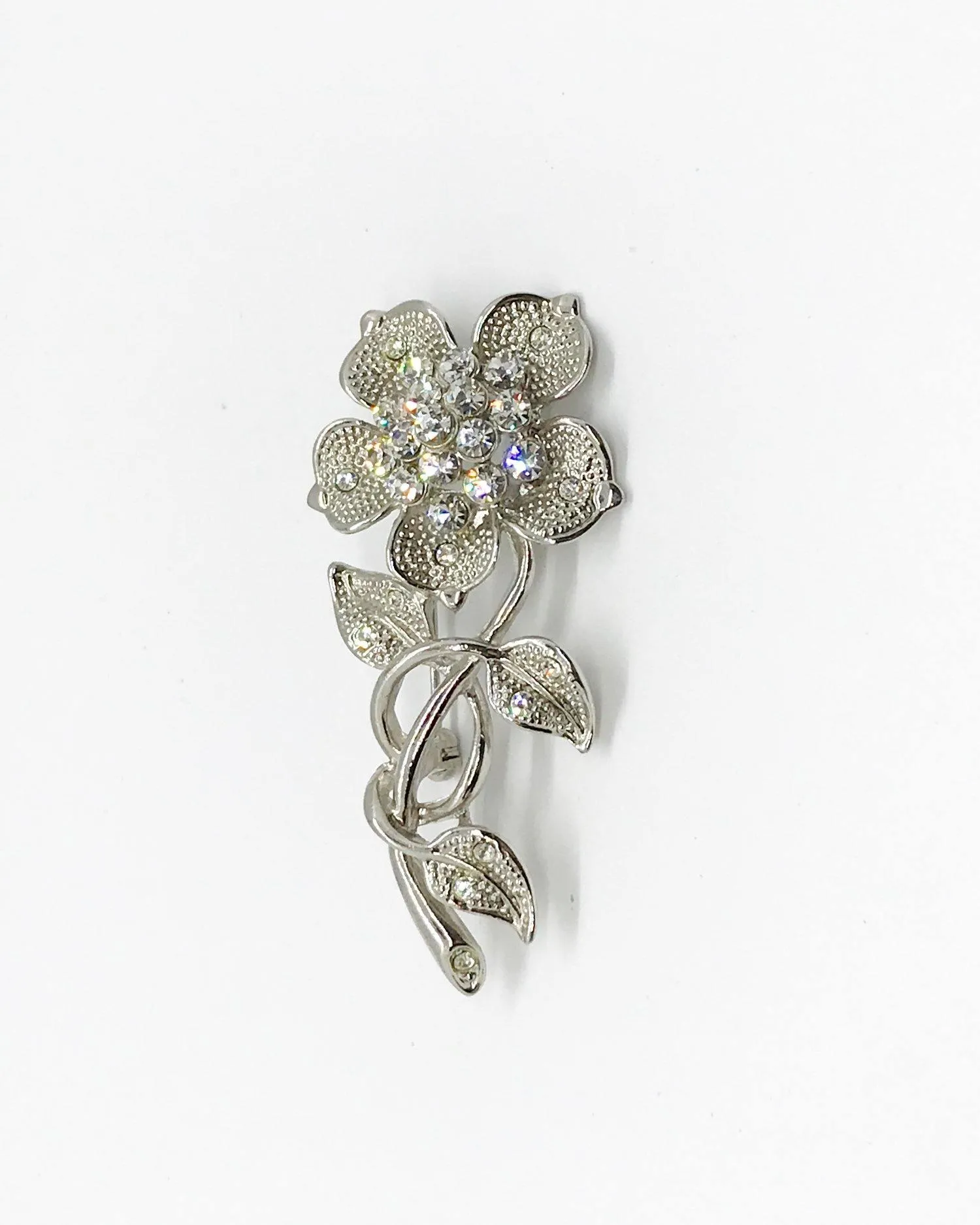 Sparkling Detailed Iridescent Rhinestone Flower Brooch