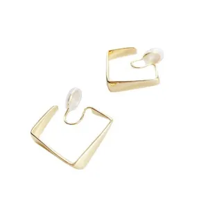 Square Geometric Spiral Clip On Hoop Earrings
