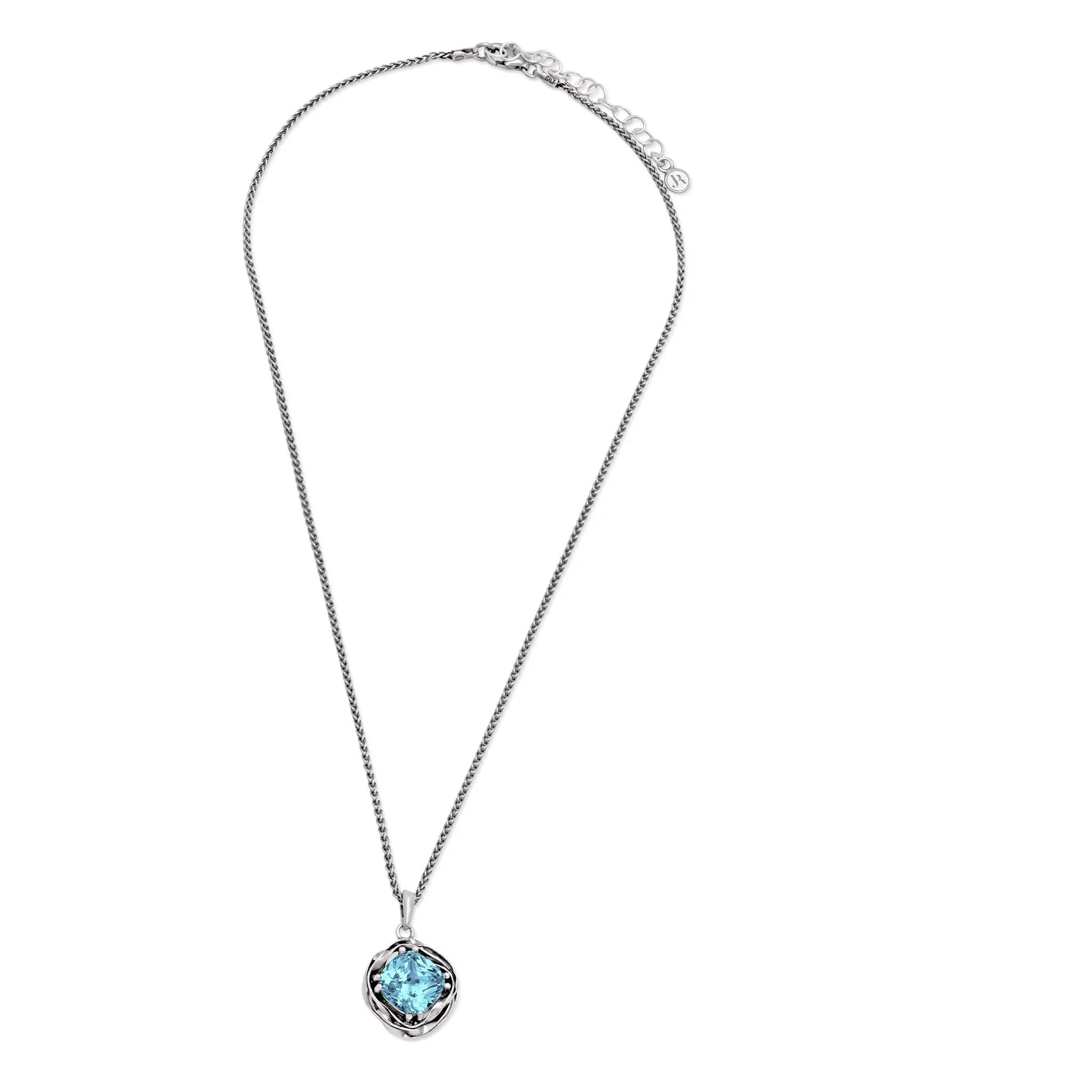 Statement Sterling Silver Aquamarine CZ Wrap Necklace