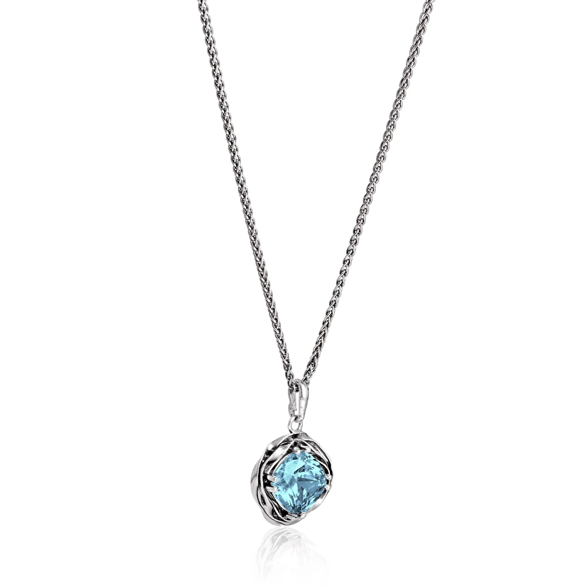 Statement Sterling Silver Aquamarine CZ Wrap Necklace