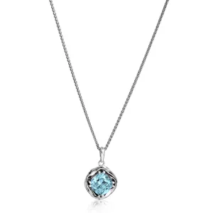 Statement Sterling Silver Aquamarine CZ Wrap Necklace