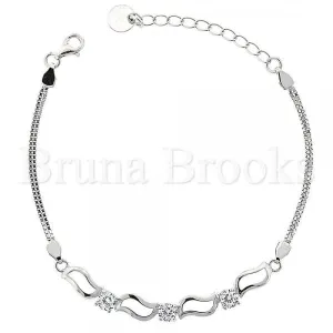 Sterling Silver 03.183.0036.06 Fancy Bracelet, with White Cubic Zirconia, Rhodium Tone