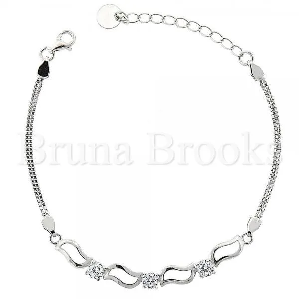 Sterling Silver 03.183.0036.06 Fancy Bracelet, with White Cubic Zirconia, Rhodium Tone
