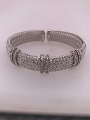 Sterling Silver and CZ Cuff Bracelet