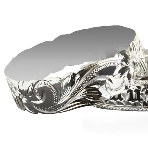 Sterling Silver Hawaiian Scroll Black Enamel KUUIPO (Sweetheart) Cut Out Edge Bangle