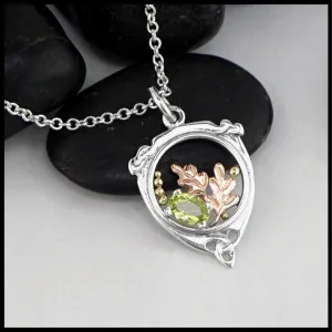 Sterling Silver Oak Leaf Pendant with Peridot