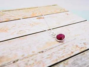 Sterling Silver Ruby Pendant Necklace