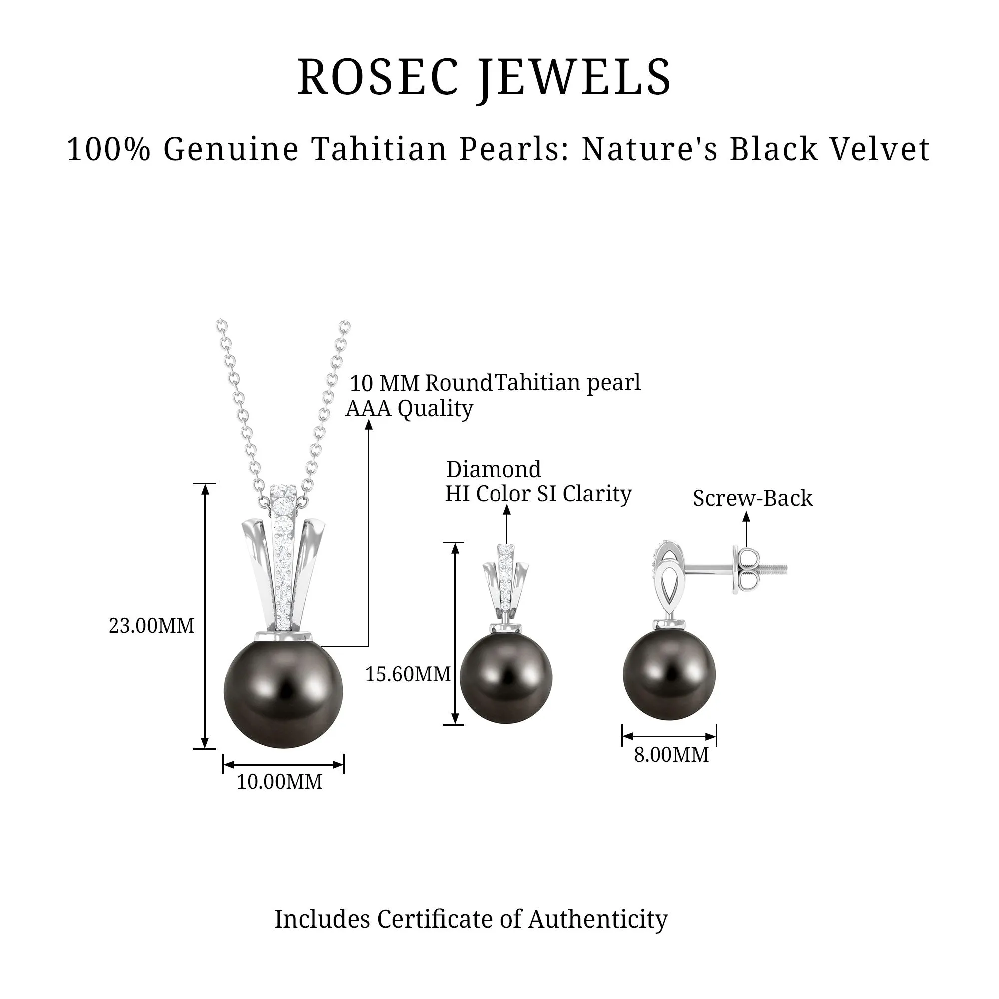 Tahitian Pearl and Diamond Drop Jewelry Set