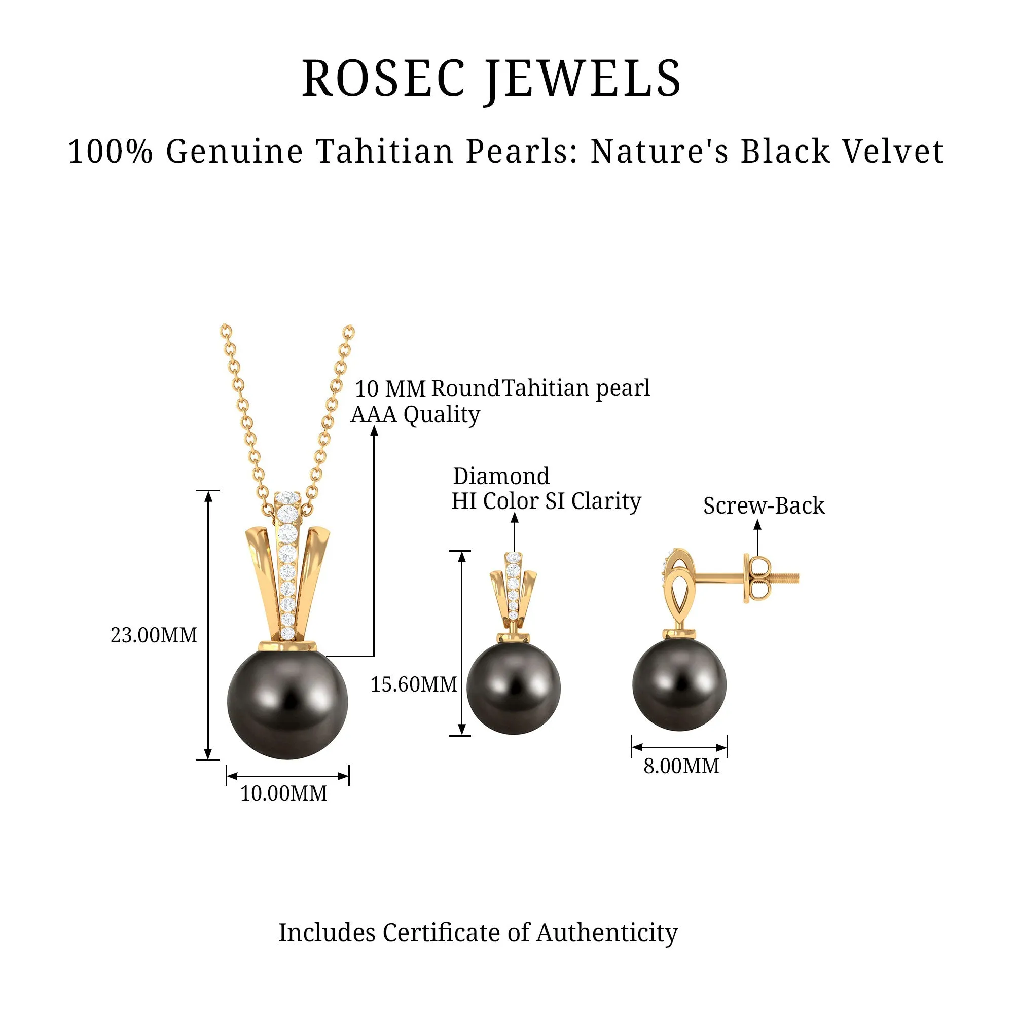 Tahitian Pearl and Diamond Drop Jewelry Set