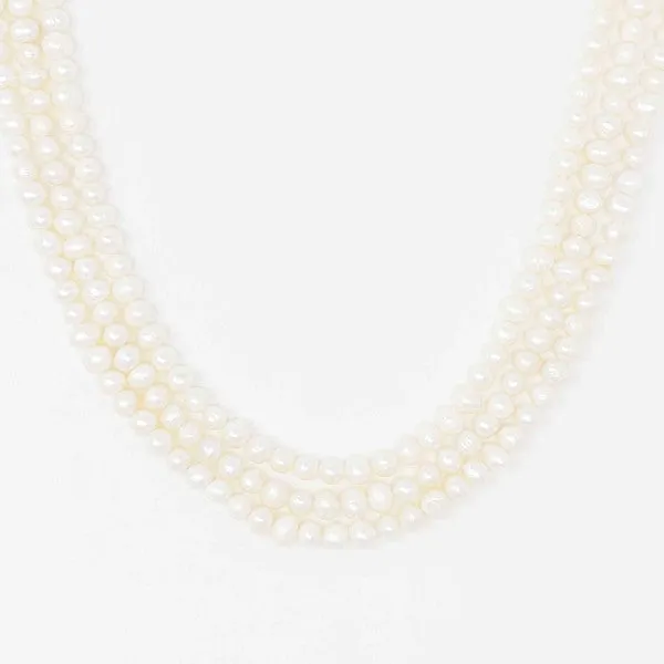 Three Strands Genuine Freshwater Pearl Necklace | Ellison and Young