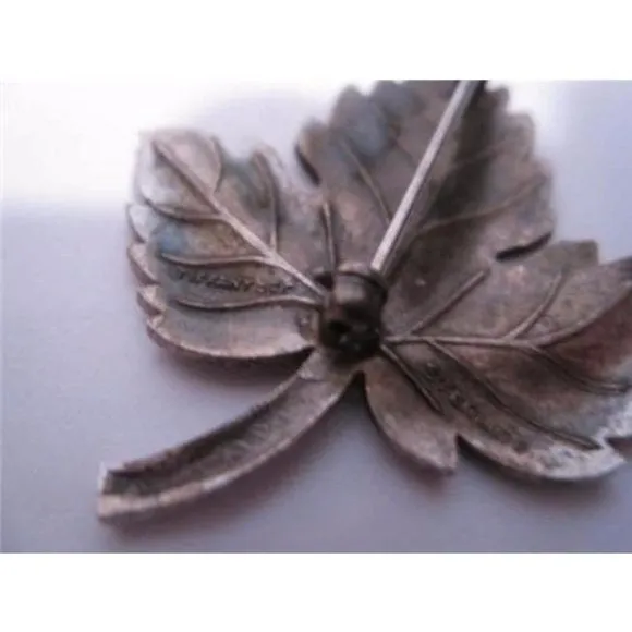 Tiffany & Co Vintage Sterling Stylized Leaf Brooch