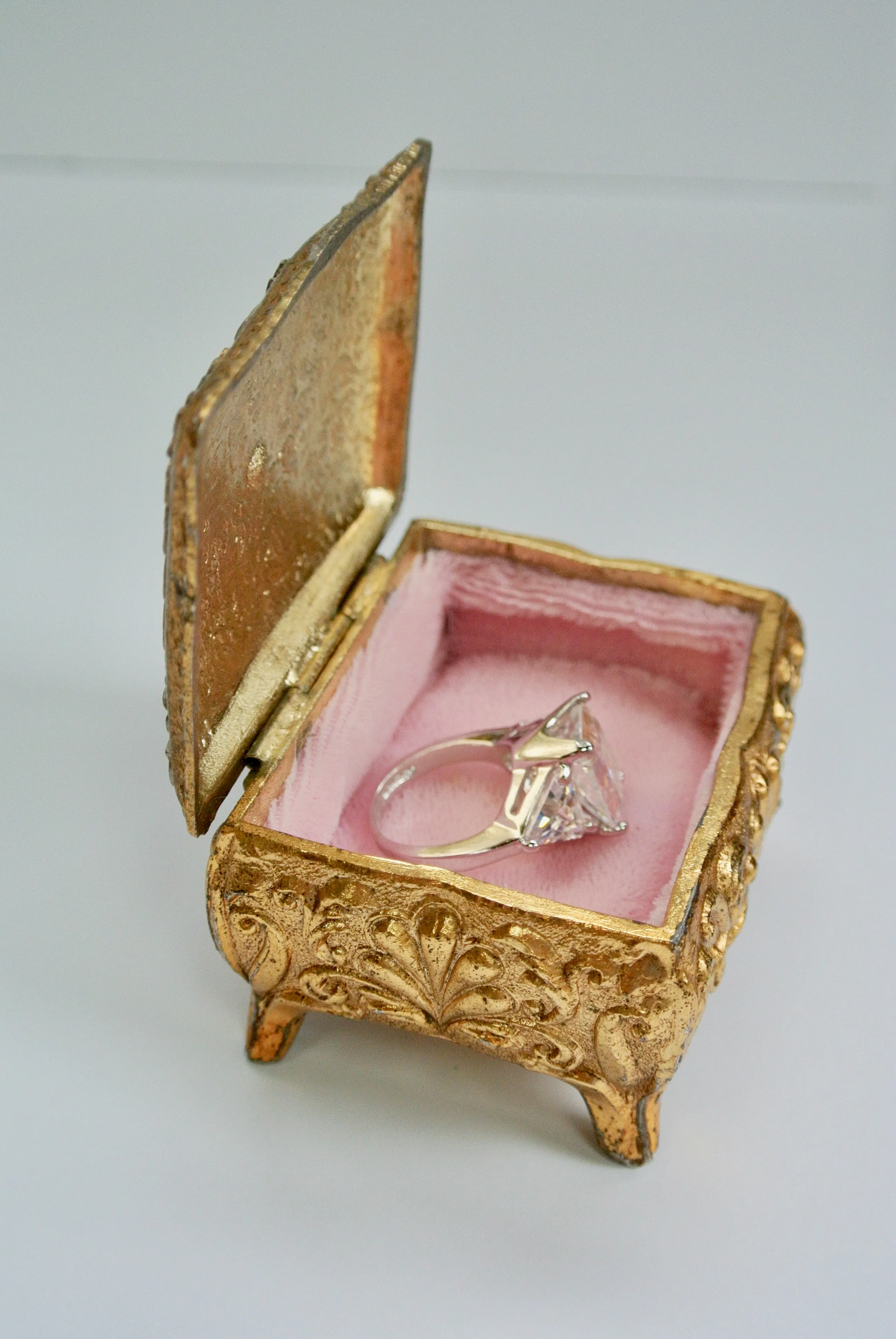 Tiny Rose Pink Ring Box