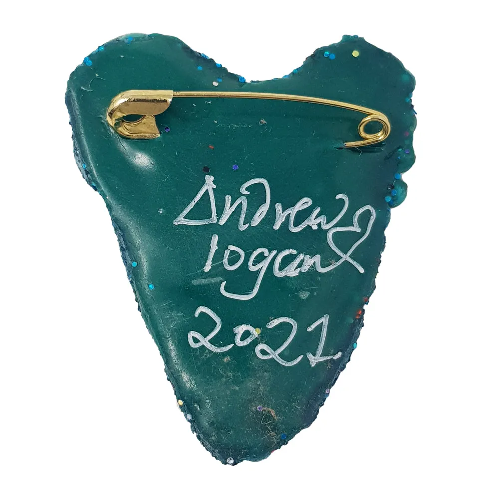 TURQUOISE/BLUE HEART BROOCH