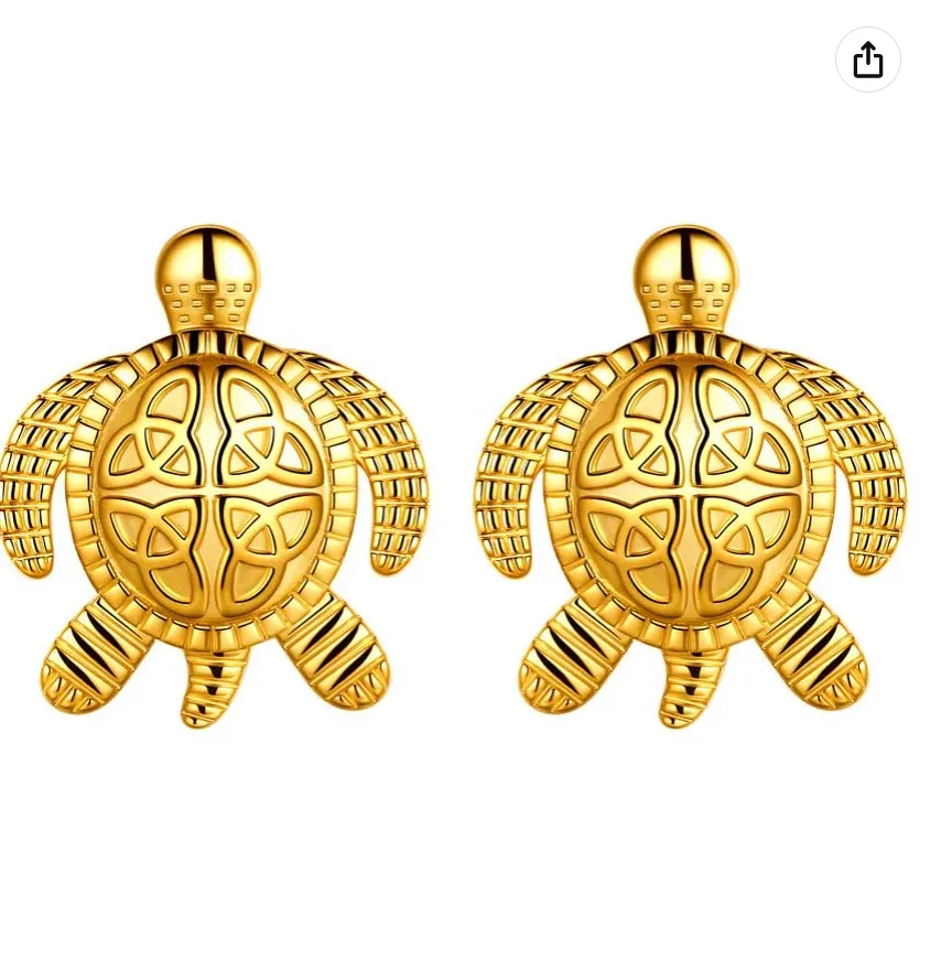 Turtle Earrings Celtic Knot Trinity Sea Turtle Jewelry Hawaiian Gift Gold Steel Stainless Steel