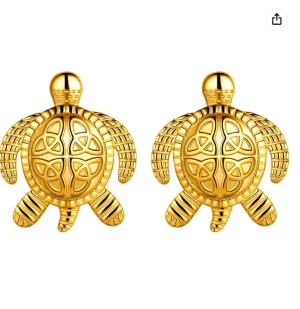 Turtle Earrings Celtic Knot Trinity Sea Turtle Jewelry Hawaiian Gift Gold Steel Stainless Steel