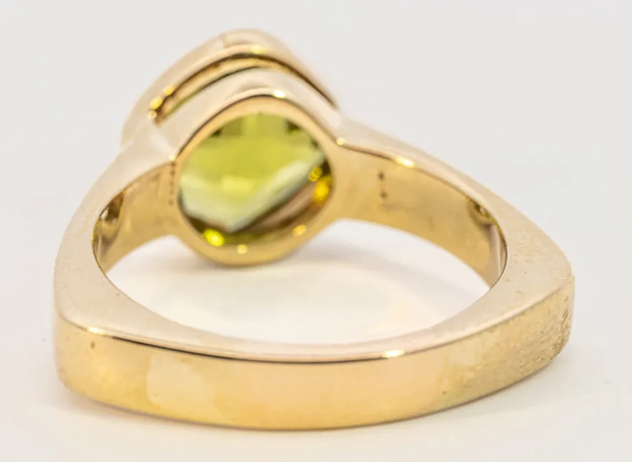 Unique Yellow Gold Peridot Ring (Men's/Women's)