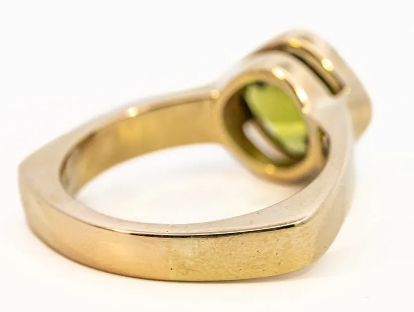 Unique Yellow Gold Peridot Ring (Men's/Women's)