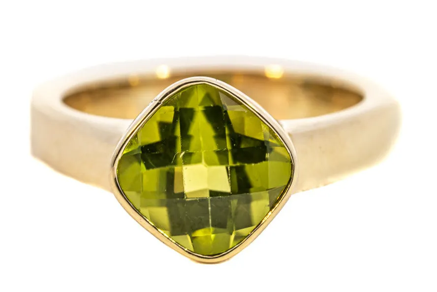 Unique Yellow Gold Peridot Ring (Men's/Women's)
